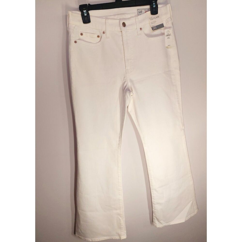 GAP 70s Flare Jeans Women’s 30 Petite High Rise White NWT Stretch Retro